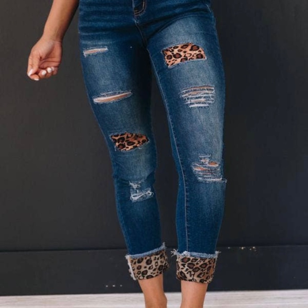 Leopard Patch Jeans